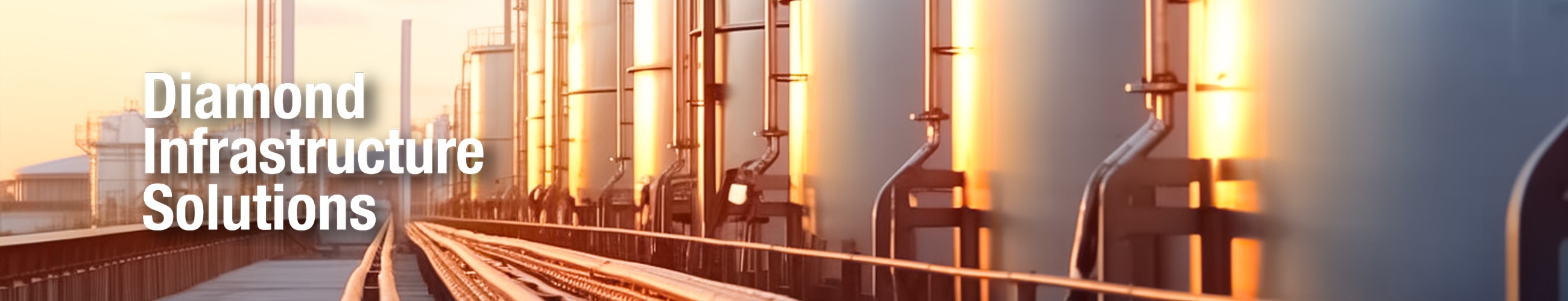 Tanks pipes and Diamond Infrastructure Solutions text